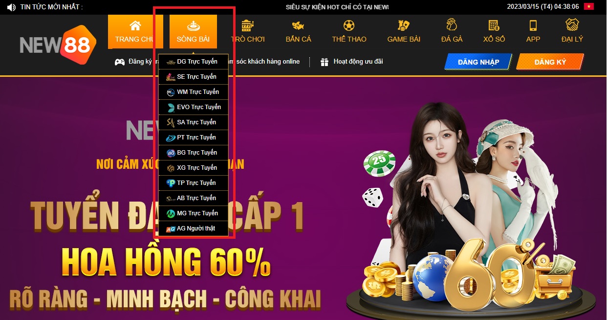 Các đối tác cung cấp Casino tại New88